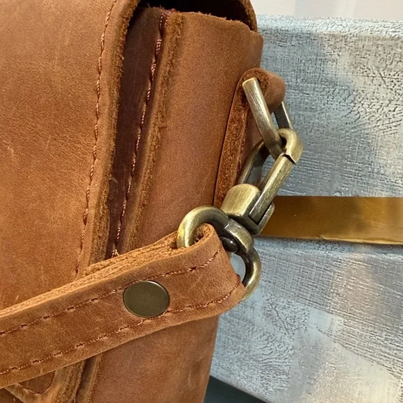 Portland Leather Caramel Brown Leather Crossbody - Picture 3 of 10